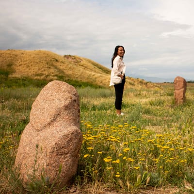 Ancient Kyrgyz balbal stone figures
